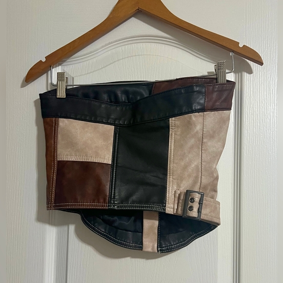 Jaded London Brown and Cream Patchwork Skirt Set - Picture 3 of 7